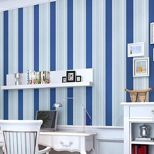 Producto Salas de estar mediterráneas Papel pintado a rayas azules Rayas verticales no