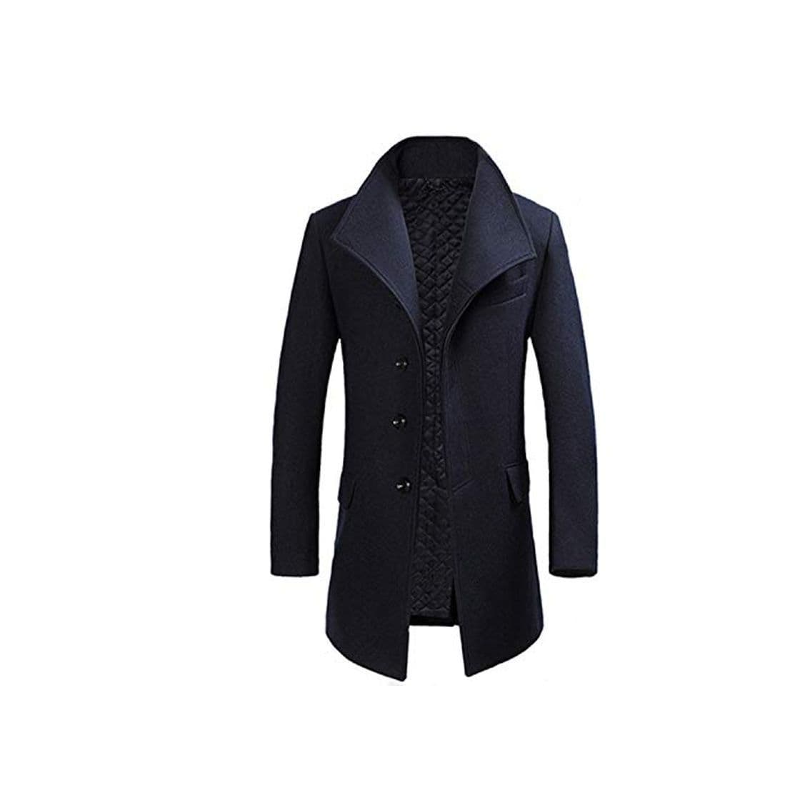 Producto Smile-xj Casaco Masculino Inverno Thicken Wool Coat Men Turn Collar Overcoat azul