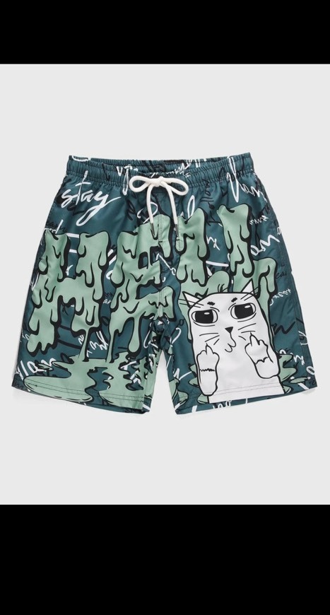 Product Shorts de natación de hombres con estampado de letra y dibuj