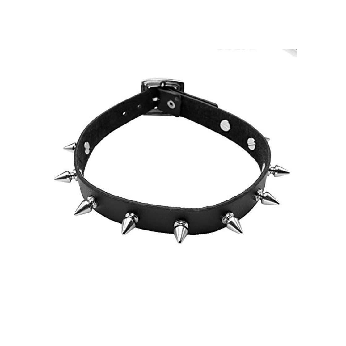 Producto Jovivi Funda de Piel auténtica Estilo Punk Cuello Gargantilla Collar con Colgante en Forma con Remaches con Clavos Accent