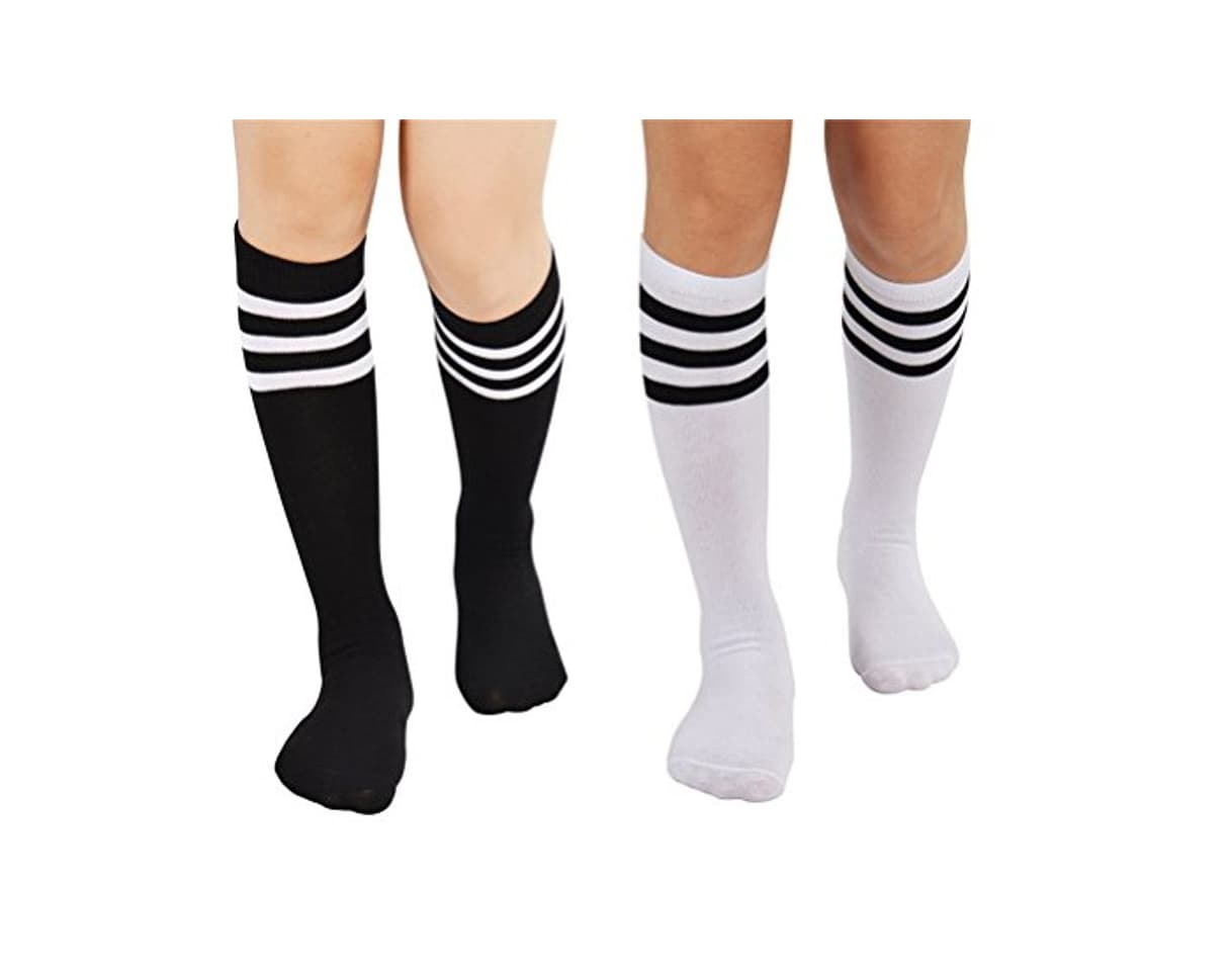 Product EDOTON 2 Pares Calcetines Hasta la Rodilla de las Mujeres Largas Medias