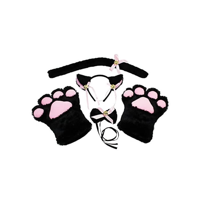 Producto KEESIN Conjunto de Cosplay de Gato Guantes de Garra de Felpa Orejas