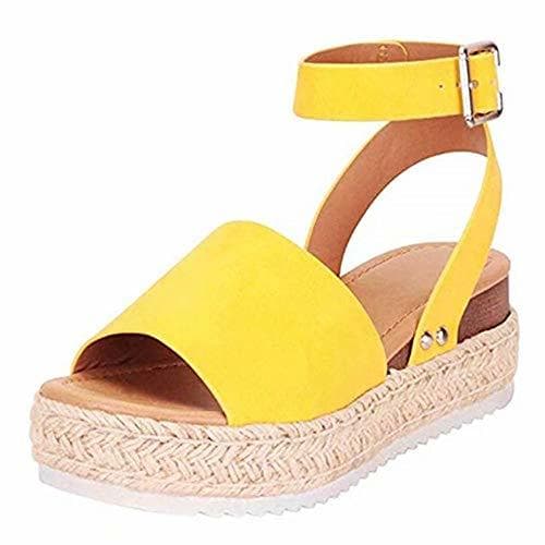 Moda Sandalias Cuña Mujer Verano Plataformas Chanclas Correa de Tobillo Sandalias Punta Abierta