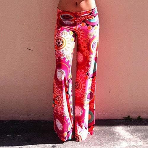 Product Pantalones de Yoga Bohemia Impreso Pantalón Ancho Pierna Mujeres Cintura Baja Pantalón