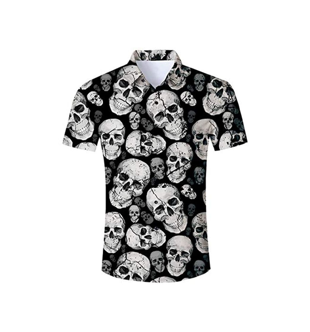 Product Goodstoworld Camisa Halloween 3D Cráneo Camisa Hawaiana Hombre Original Funky Camisa Hawaiana Señores Manga Corta impresión De Hawaii Playa