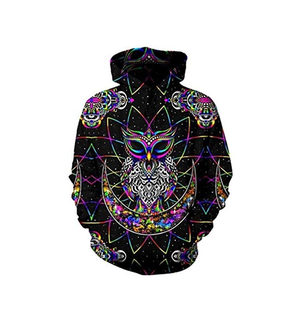 Fashion weande Primavera Otoño Sudaderas con Capucha Sudaderas Fleece 3D Impreso Búho Sudadera