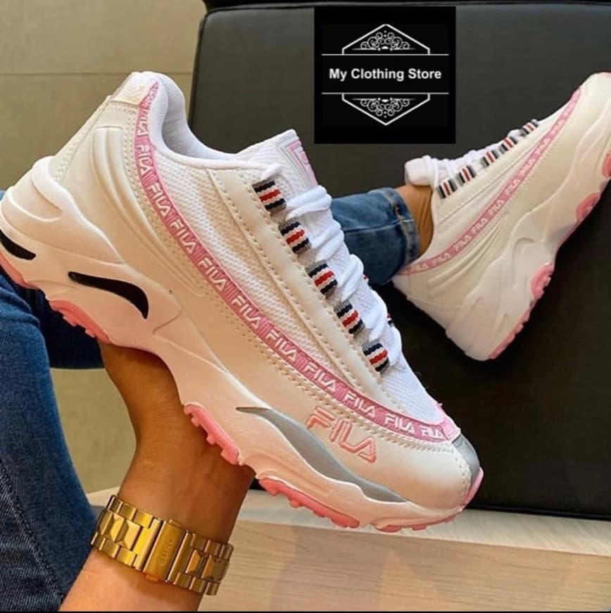 Moda Fila rosa branco 💗🤍