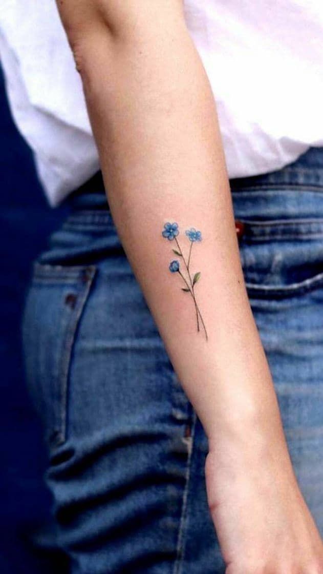 Fashion Tatuagem simples / flores azuis 