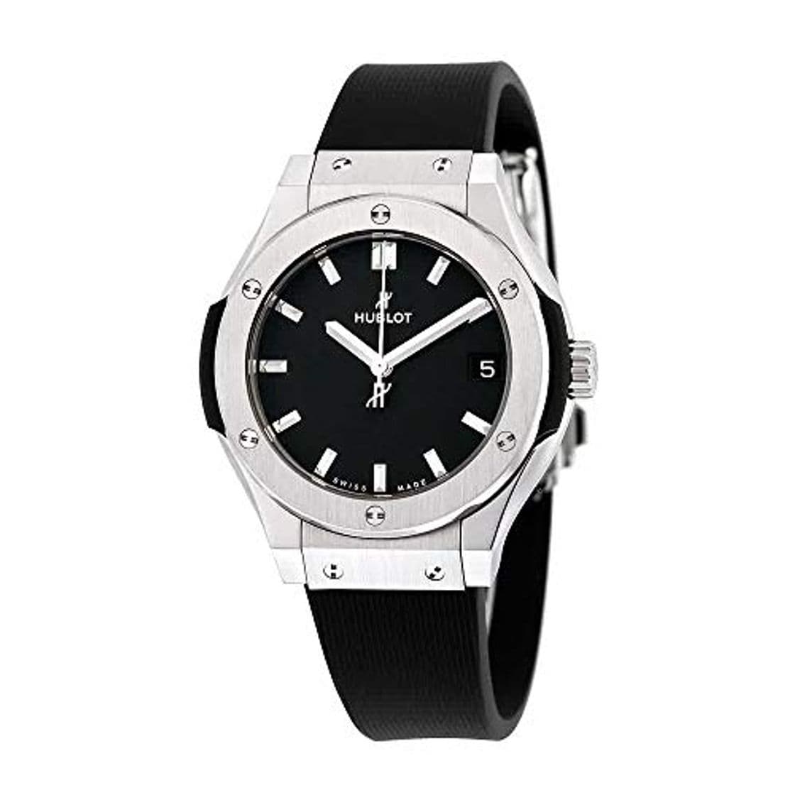 Lugar Hublot clásico fusión Negro Dial Negro Goma Mens Reloj 581 nx1171rx