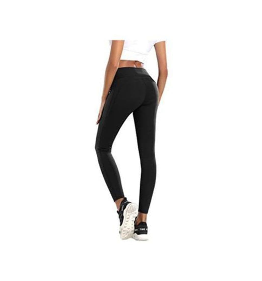 Moda QueenDer Leggings Fitness Mujer Deporte Pantalones Largo Cintura Alta con Bolsillo Polainas