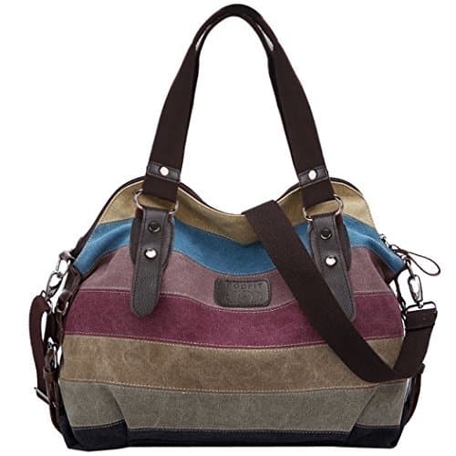 Lugar Coofit Bolsos de Mujer Bolso Bandolera Multicolor Rayas Lona Bolso Hombro Mujer