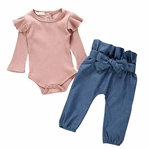 Producto greatmtx 2 Piezas Toddler Baby Girls Clothes Outfits Mameluco de Manga Larga