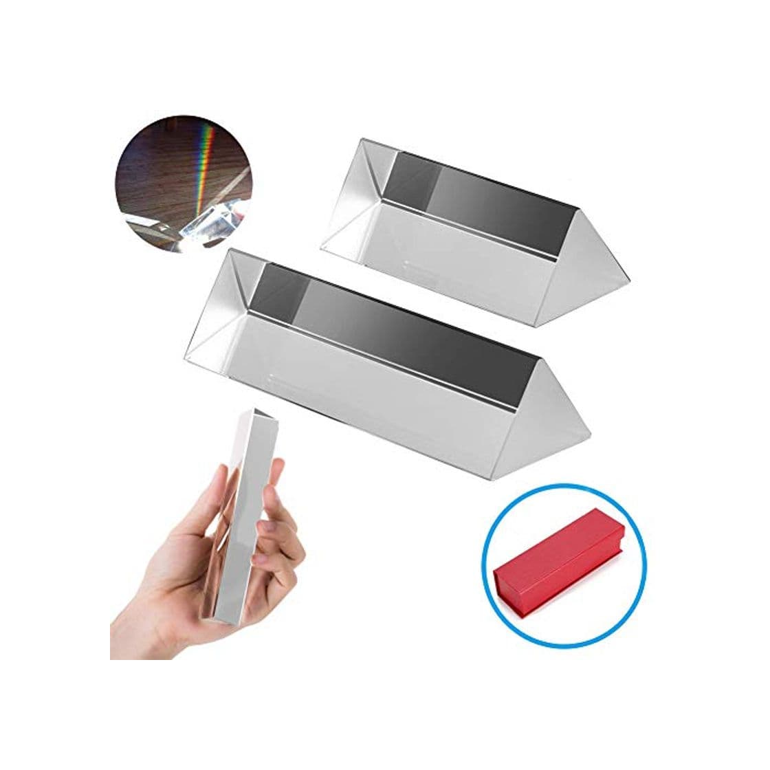 Producto 2PCS Fotografía Triangular Prisma Óptico Cristal Triple Prisma Rainbow Maker para Física