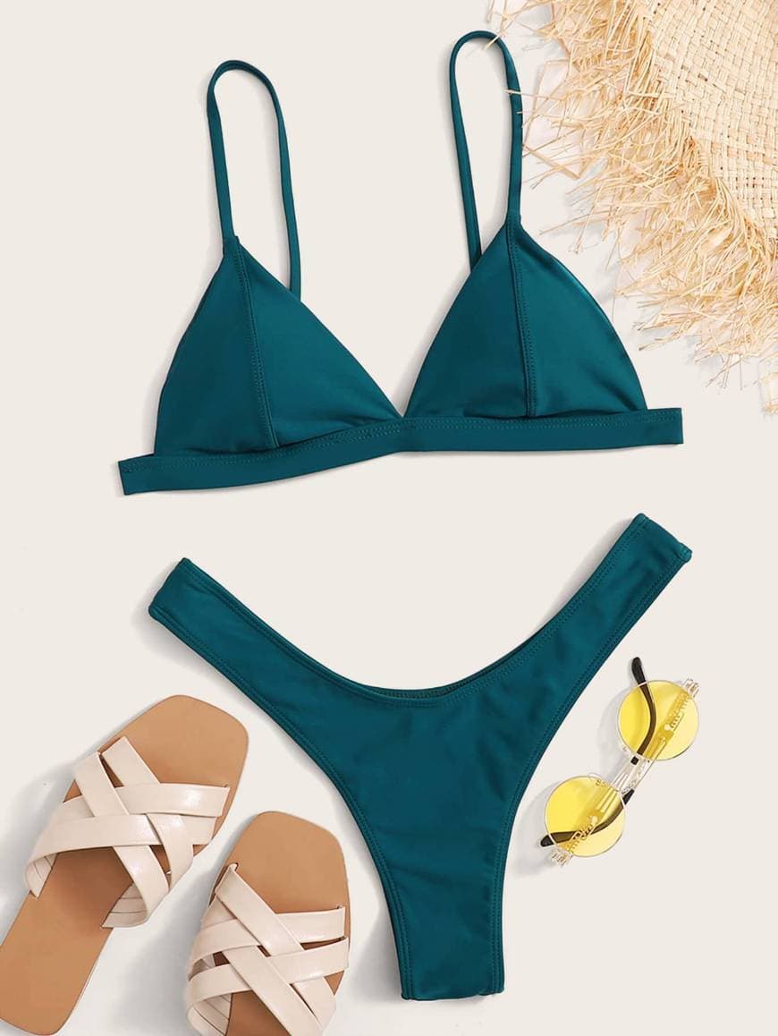 Fashion Sets de bikini Liso Verde Sexy