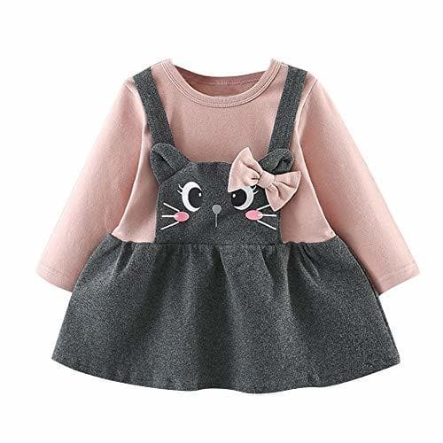 Producto Logobeing Ropa Bebe Niña Manga Larga Arco de Dibujos Animados Gato Impresión