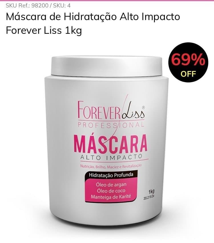 Product Máscara de hidratação Forever Liss 