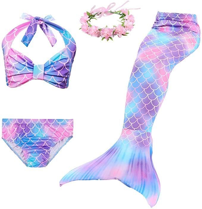 Fashion Cola de Sirena Niña 5pcs Traje de Baño Mermaid Bikini Establ