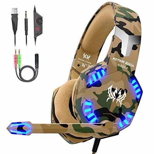 Electrónica VersionTECH. Auriculares Gaming Cascos PS4 con Microfono, Diadema Ajustable, Bass OverEar 3,5mm