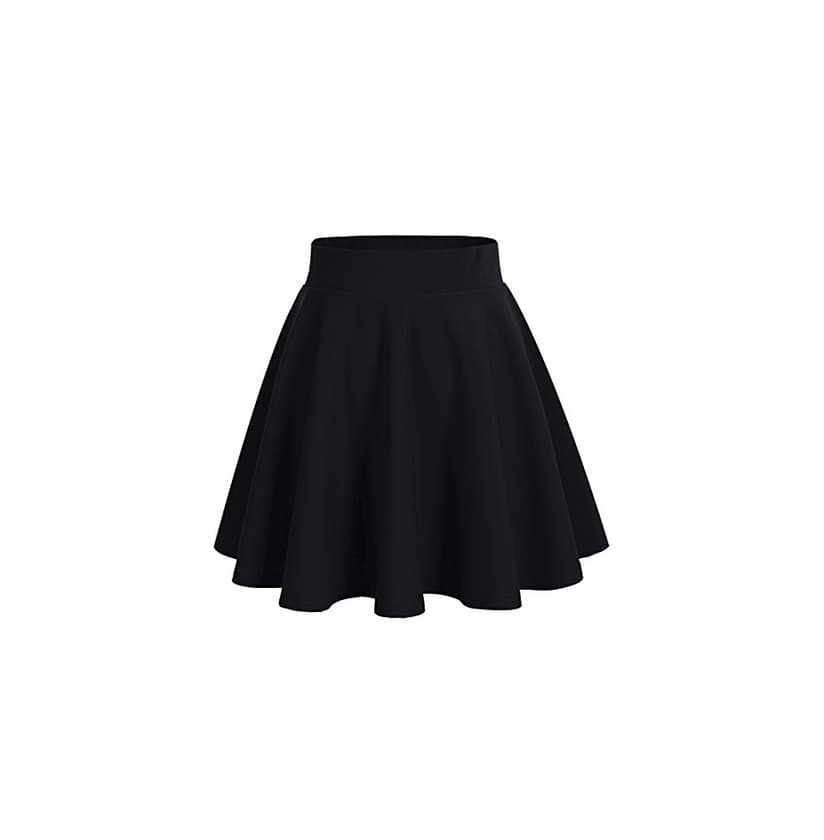 Moda Dresstells Falda Mujer Mini Corto Elástica Plisada Básica Multifuncional Black S