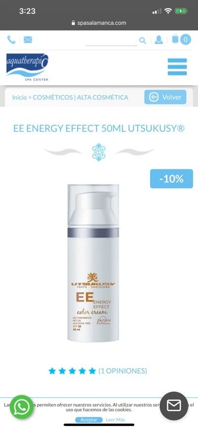 Producto Crema utsukusy hidratante con color y con protección solar 