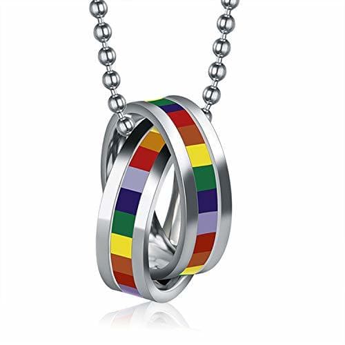 Product Collar Anillos Arcoiris Acero Inoxidable Orgullo Gay Regalo Hombre Mujer Joyería de