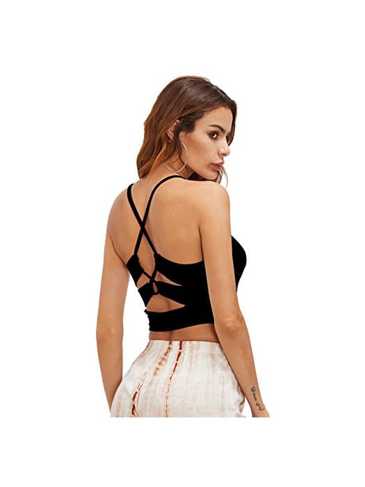 Producto ROMWE Parte de atrás Cami Top Crisscross