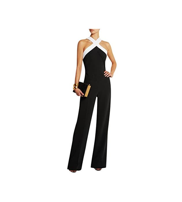 Fashion ISSHE Mujer Fiesta Monos Vestir Sin Mangas Color Bloque Ladies Jumpsuits para