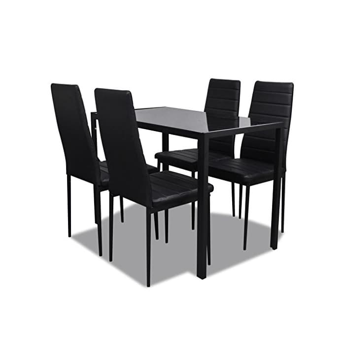 Product vidaXL Conjunto de Salón Comedor 5 Piezas Negro Juego de Mesa y