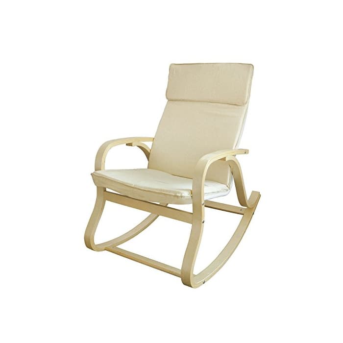 Product SoBuy® Silla de relada, mecedora, sillón de relada, beige, FST15-W