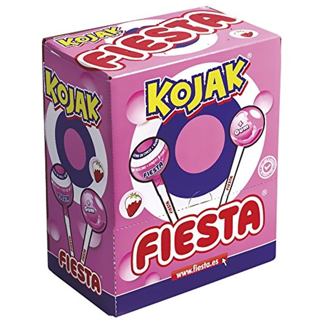 Lugar FIESTA Kojak Caramelo con Palo Sabor Helado de Fresa Relleno de Chicle