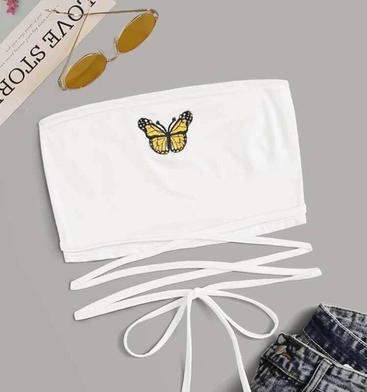 Moda Butterfly-Embroidery-Criss-Cross-Tube