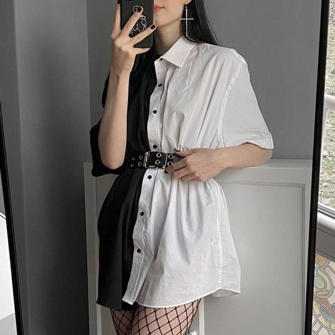 Moda Black N White shirt dress