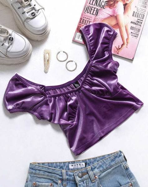 Fashion Velvet Lilac Crop Top | Glaty – motelrocks.com