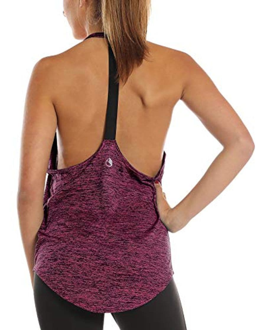 Moda icyzone Camiseta Deportiva sin Mangas Diseño de T-Back para Mujer