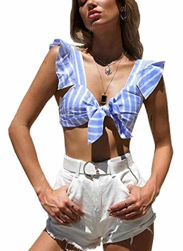 Product Crystallly Blusa De Las Mujeres del Verano Volants V Sin Mangas Estilo