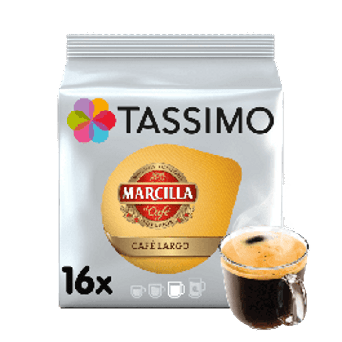 Moda TASSIMO Marcilla Café Largo pods | Coffee for 16 cups