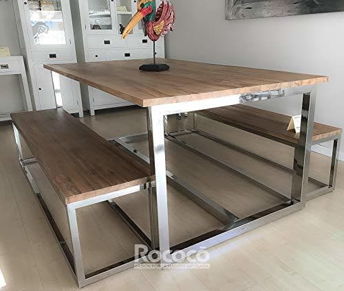 Product Rococo Mesa Comedor o jardín Teca y Acero de 200cm