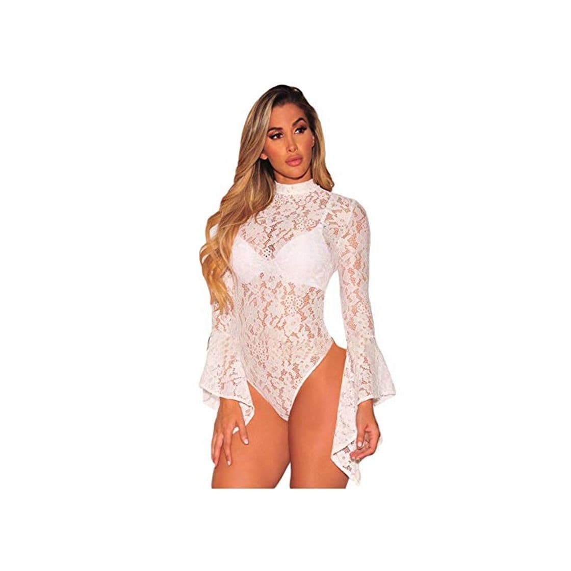 Moda JJHR Bodysuit Body Feminino Romers Mujer Catsuit Encaje Body De Manga Larga