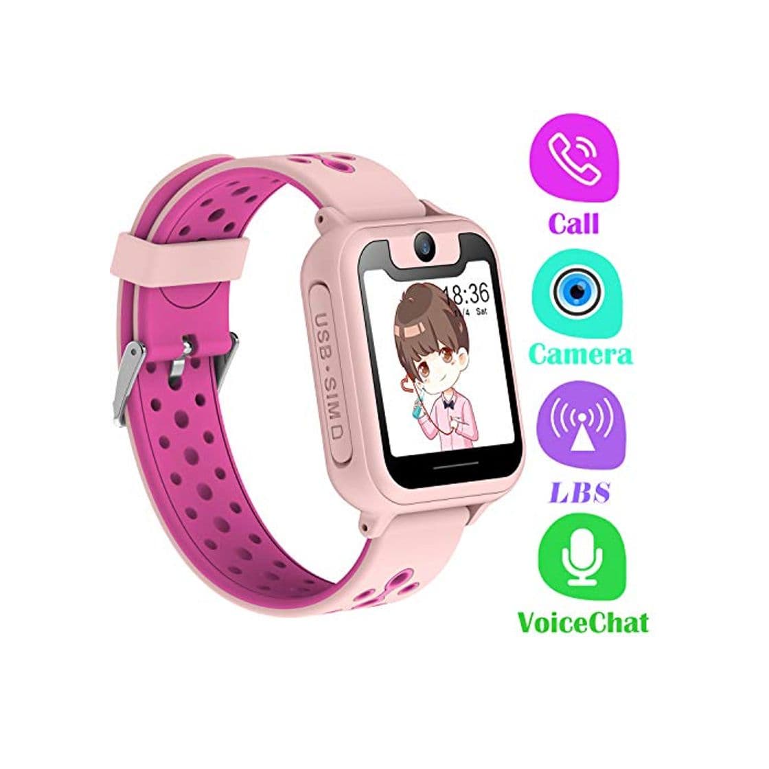 Electrónica PTHTECHUS Telefono Reloj Inteligente LBS Niños - Smartwatch con Localizador LBS Juegos