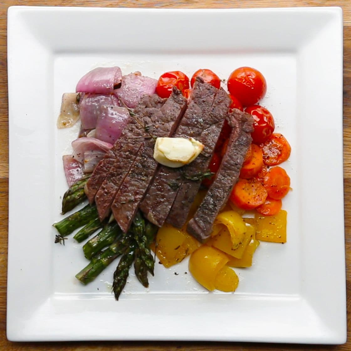 Fashion Sheet Pan Steak And Rainbow Veggies Recipe by Tasty