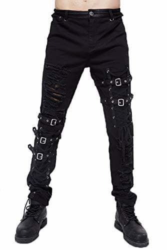 Producto Devil Fashion Pantalones Hombre Steampunk Carga Flaco Tramo Regular Derecho Ajustado para