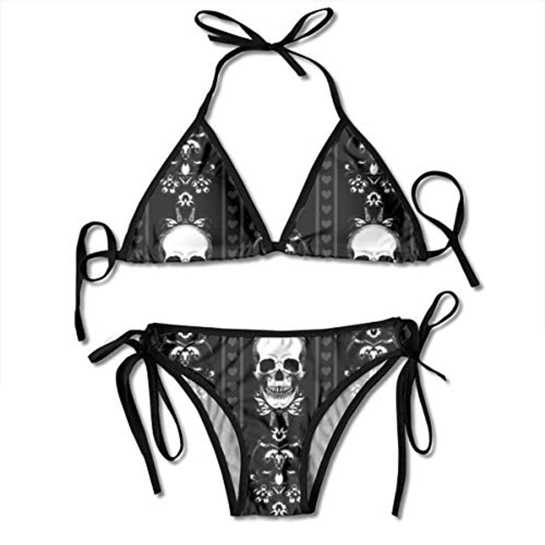 Producto MZZhuBao Barroco Calavera Rayas Gótico Negro Moda para Mujer Bikini Traje de baño Traje de baño Sexy Playa Traje de baño