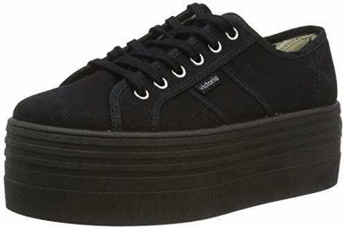 Lugar Victoria Barcelona Doble Lona Monocromo, Zapatillas Unisex Adulto, Negro