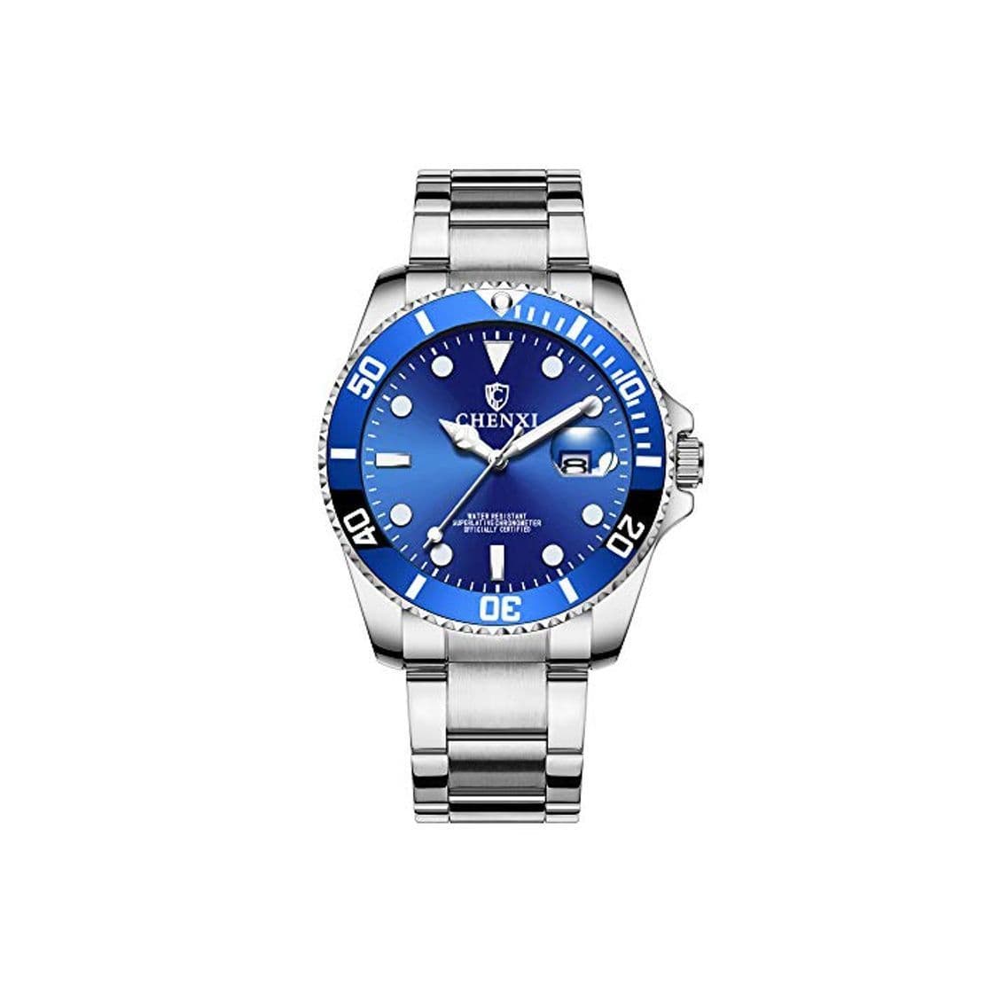 Fashion Relojes Submariner Clásico Relojes Calendario para Hombre Acero Inoxidable