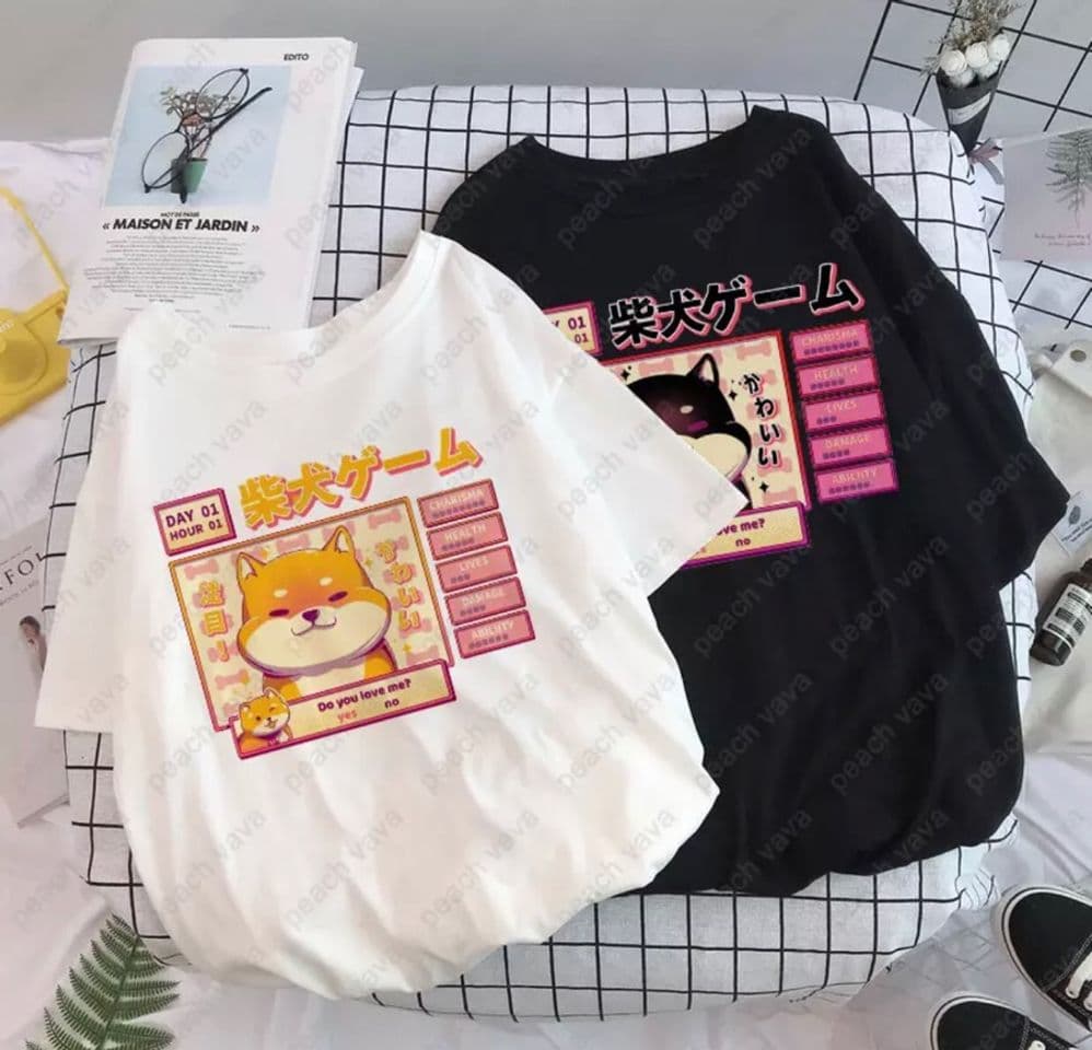 Moda Estética Camisas Mujer Harajuku camiseta Kawaii lindo Shiba 