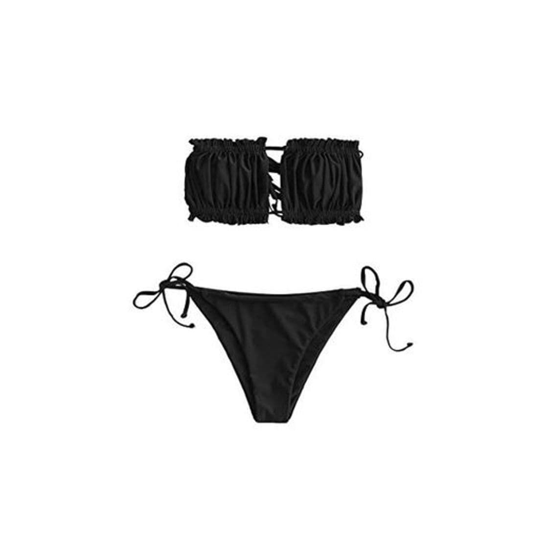 Product ZAFUL - Bikini para mujer sin tirantes, corte con volantes, bikini negro