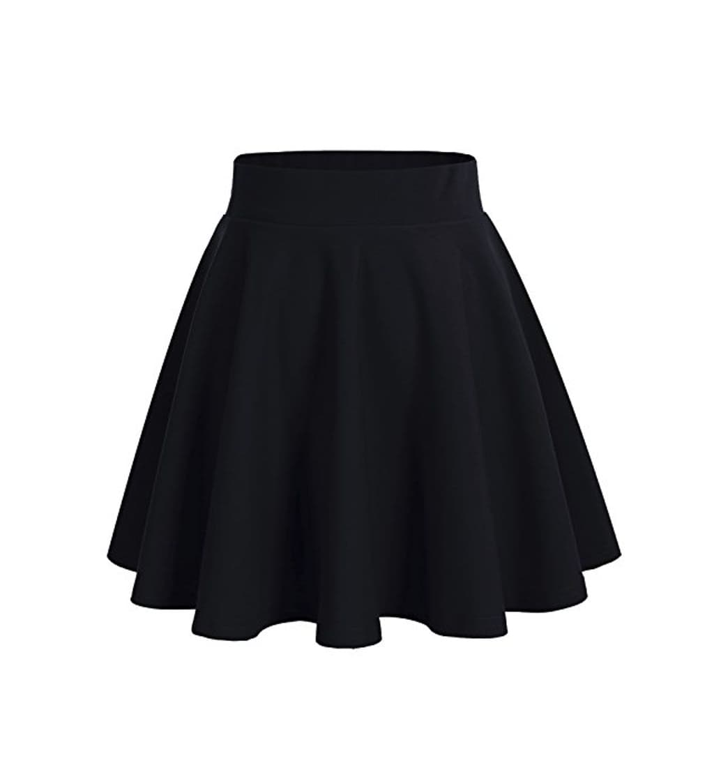 Moda DRESSTELLS Falda Mujer Mini Corto Elástica Plisada Básica Multifuncional Black M