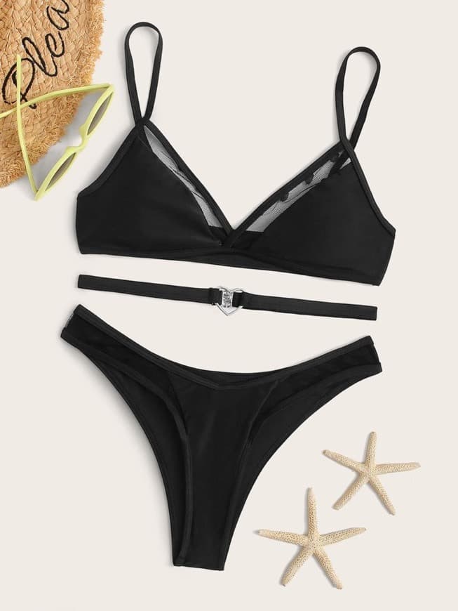 Producto Belted Contrast Mesh High Cut Bikini Swimsuit 