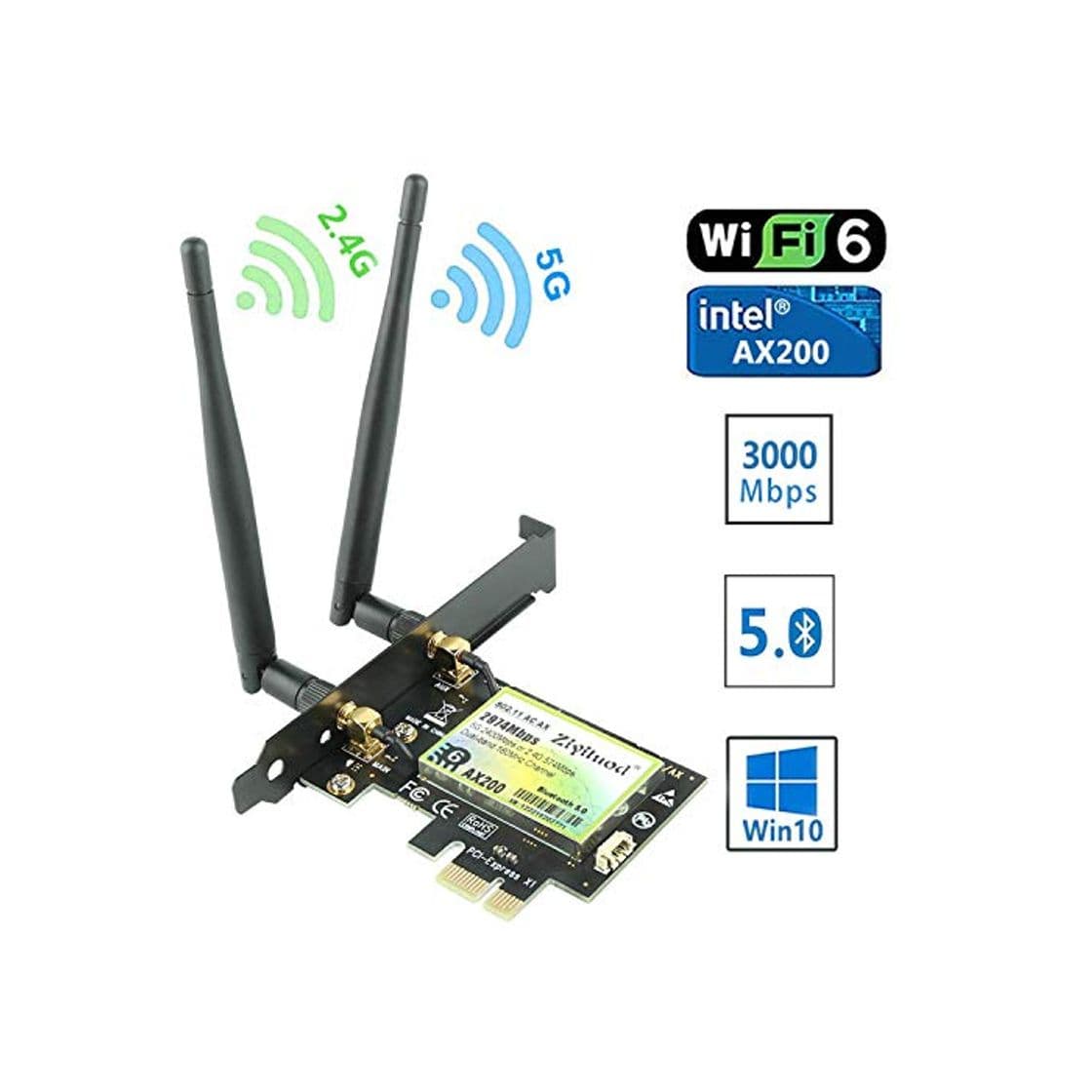 Product Ziyituod Tarjeta WiFi Gigabit, Tarjeta WiFi PCIe Bluetooth5.0 CA, Tarjeta Adaptador Wiif