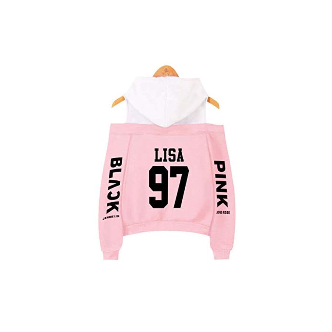 Producto ZIGJOY KPOP Scena Musicale Coreana Strapless Hombro Sudadera con Capucha suéter Sudadera Pullover Rose Jennie Jisoo Lisa para Fans Pink Lisa S